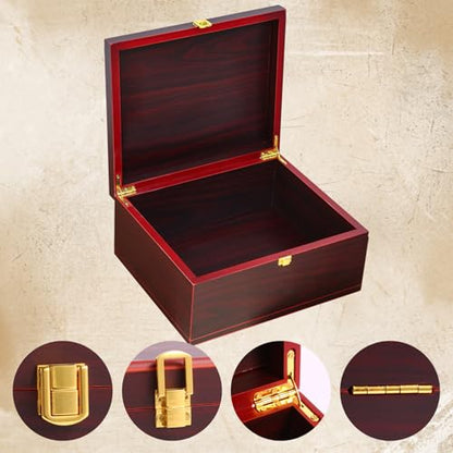 Tree of Life Red Wooden Keepsake Box - Large Decorative Storage Box with Lid