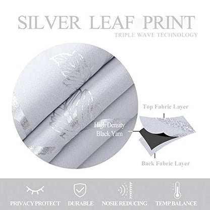 BUHUA Room Darkening Curtains Small Bedroom Window Thermal Insulated Blackout Curtains with Striped Wave Vine Design for Kitchen 38W×45L Greyish White Set of 2 Panels - color: Greyish White, size: 38"W x 45"L (Pack of 2)