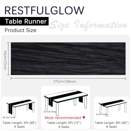 10 Pack Black Cheesecloth Table Runner 17 x 108 Inch - color: Black, size: 10Pcs - 9 Ft