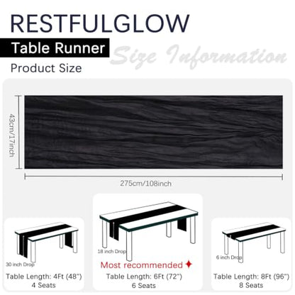 10 Pack Black Cheesecloth Table Runner 17 x 108 Inch - color: Black, size: 10Pcs - 9 Ft