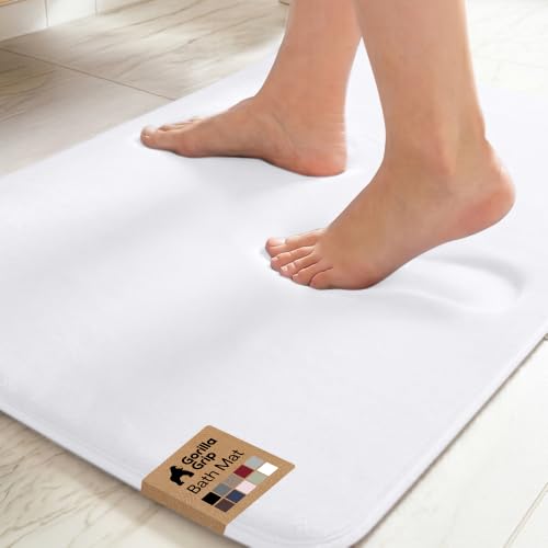 GORILLA GRIP® Memory Foam Bath Rug for Bathroom, 24x17 White - color: Bright White, size: 24" X 17"