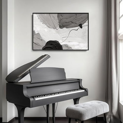 Large Framed Black and White Gray Modern Abstract Wall Art, 1 Piece 24x36 - color: Black Grey White