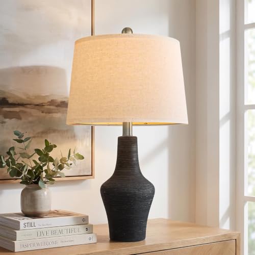 23" Farmhouse Ceramic Table Lamp Modern Bedside Lamps Matte Black - color: 23.25" Single - Matte Black