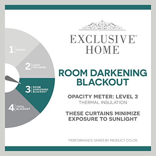 Exclusive Home Belmont Embroidered Room Darkening Blackout Grommet Top Curtain Panel Pair, 52"x108", Winter - color: Winter, size: 52"W x 108"L (Pack of 2)