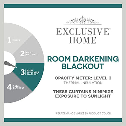 Exclusive Home Belmont Embroidered Room Darkening Blackout Grommet Top Curtain Panel Pair, 52"x108", Winter - color: Winter, size: 52"W x 108"L (Pack of 2)
