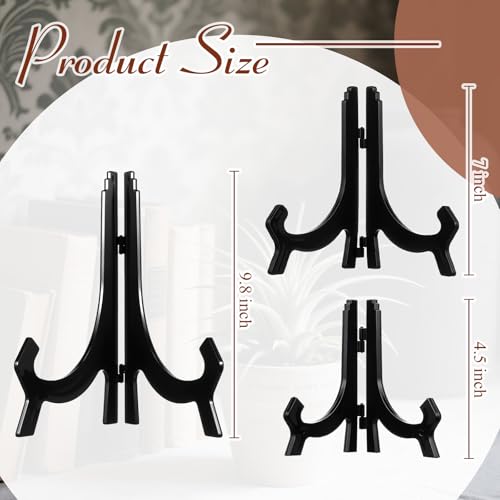 HESTYA 3 Pcs Black Acrylic Display Stands, Picture Plate Easel 4.5/7/9.8 in - color: Black