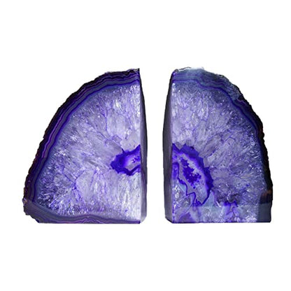 AMOYSTONE Purple Agate Bookends Durable Crystal Book Ends for Study Shelves - color: Purple, size: 4-5 Pounds