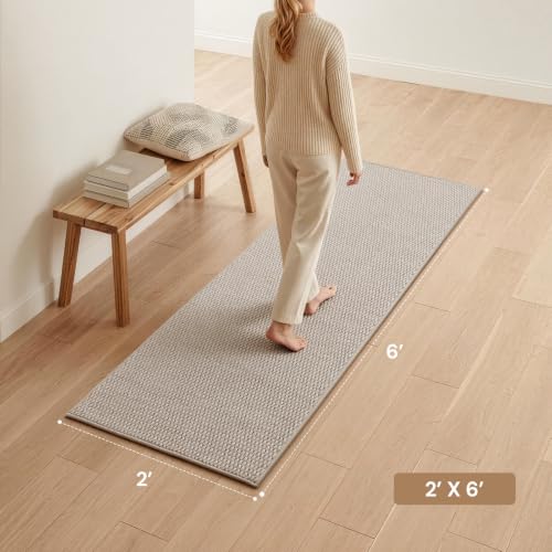 Sunfly 2x6 Runner Rug with Non Slip Rubber Backing Beige - color: Beige, size: 2' x 6' (Rectangular)