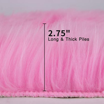 duduta Hot Pink Faux Sheepskin Runner Rugs 2x6 ft, Fluffy Fur Couch Covers - color: Hot Pink, size: 2' x 6' (Runner)