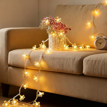 33ft 100 LED Plug in Glow Warm Fairy Flower String Lights Christmas Decor - color: Warm White