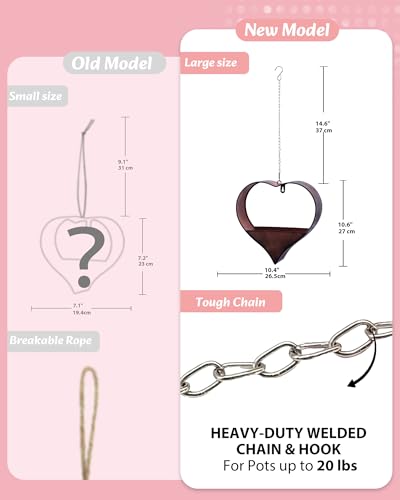 Heart Hanging Planter Metal Plant Hanger with Drainage Hole - color: Rustic Heart