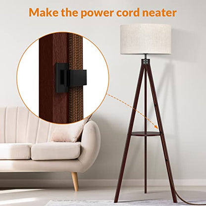 LEPOWER Shelf Floor Lamp Tripod Mid Century Modern Lamps for Living Room - color: Walnut Holder