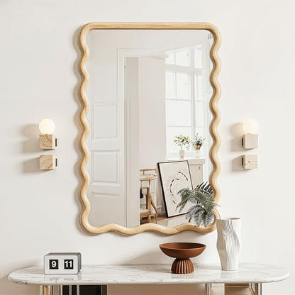 Wavy Mirror for Wall, 30"x20" Bathroom Vanity Mirror - size: 30"L x 20"W