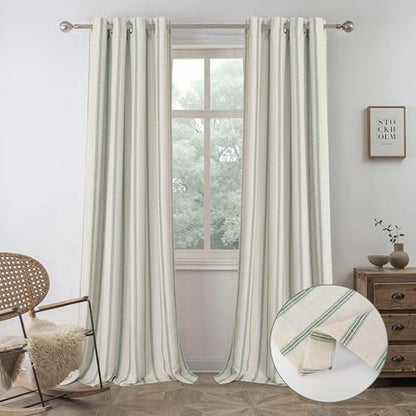 DriftAway Farmhouse Stripe Blackout Curtains, W52xL96, Loden Green - color: G Loden Green Stripe, size: 52"W x 96"L (Pack of 2)