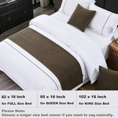 Taupe Double Layer Reversible Bed Runner for Bedroom - 102 x 18 In,1 Piece - color: Brown, size: 102'' x 18'' (1 Piece)