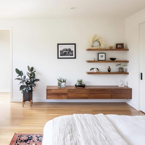 QEEIG Extra Long Floating Shelves for Wall (Brown, Set of 2, 55.1") - color: A. Brown, size: 55.1"
