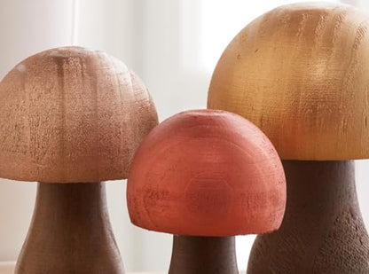 Your Heart's Content Set of 3 Metallic Wood Mushrooms (Metallic Paint 3) - color: Metallic 3