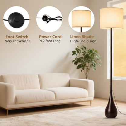 Modern Floor Lamp for Living Room, 67'' Tall Lamp with Linen Drum Shade - size: 67IN-Height