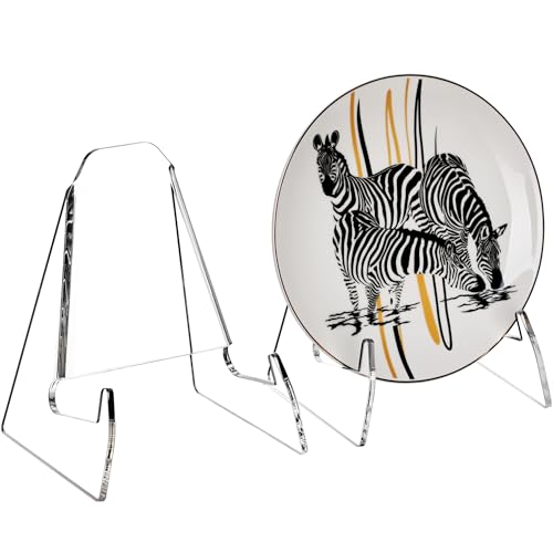YUXUN Plate Stands for Display, 2 Pack Clear Acrylic Display Stand - size: 7.6 Inch