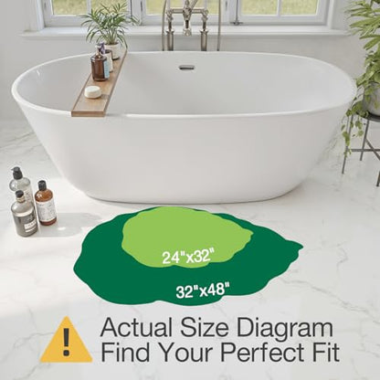 LUMI Cute Bathroom Rug Green Leaf, Absorbent Non Slip Bath Mat, 24"x32" - color: Dark Monstera