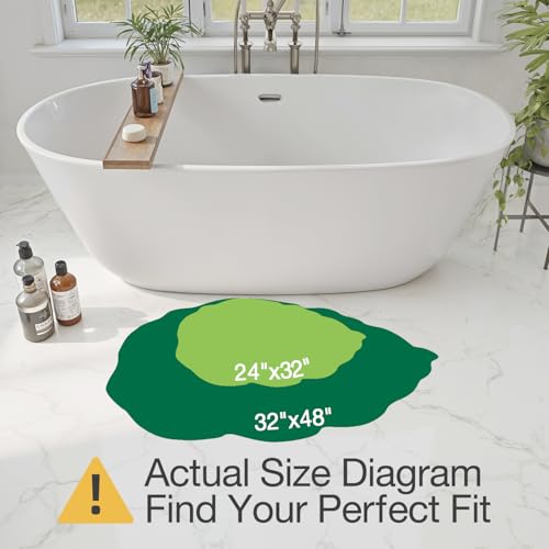 LUMI Cute Bathroom Rug Green Leaf, Absorbent Non Slip Bath Mat, 24"x32" - color: Dark Monstera
