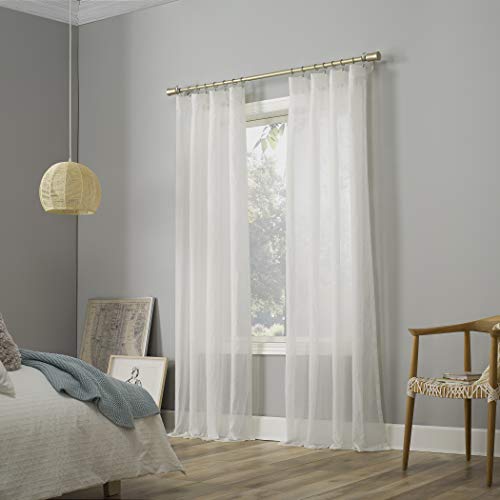 No. 918 Genevieve 2-Pack Linen Weave Sheer Semi-Sheer Rod Pocket Curtain Panel Pair, Cream, 50" W x 120" L (2 Panels) - color: Cream, size: 50"W x 120"L (Pack of 2)