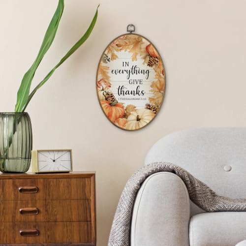 SHQIEUDH Christian Fall Pumpkin Thanksgiving Oval Wall Art 8.6x11.4In - color: fall-01
