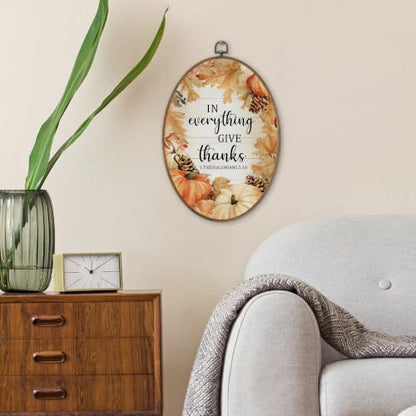 SHQIEUDH Christian Fall Pumpkin Thanksgiving Oval Wall Art 8.6x11.4In - color: fall-01
