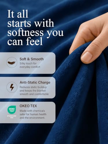 Utopia Bedding Fleece Blanket Throw XL Size Navy 300GSM Luxury Anti-Static Fuzzy Soft Microfiber Blanket for Couch, Sofa and Bed (70x50 Inch) - color: Navy, size: Throw XL (50x70 Inch)