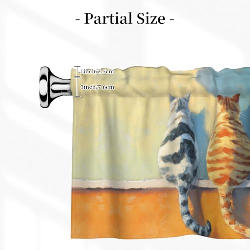 Cute Cat Curtain Valance Short Rod Pocket Window Treatment for Living Room Bedroom Kitchen Bathroom 1 Panel 54" W x 18" L - color: Cute Cat