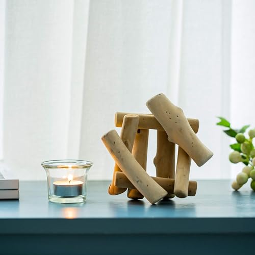 Sziqiqi Handmade Wooden Tea Light Candle Holder with Glass Cup Rustic Country Coastal Style for Farmhouse Home Decoration Home Altar Decoration Holiday Wedding Decoration (Pack of 3) - size: Pack of 3