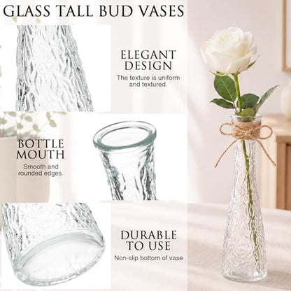 Set of 18 Clear Glass Bud Vases for Centerpiece, Water Ripple - color: Clear, size: Water Ripple