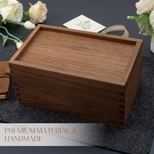 Decorative Solid Walnut Wood Storage Box with Magnetic Slide Lid