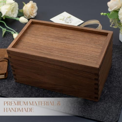 Decorative Solid Walnut Wood Storage Box with Magnetic Slide Lid