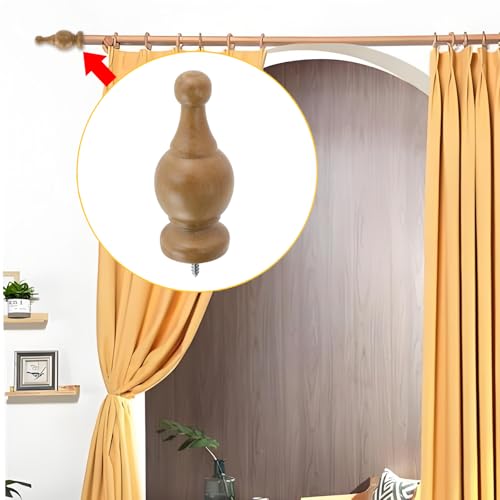 T Tulead Wood Finials for Curtain Rods - style: Wood, 1.1", 2PCS