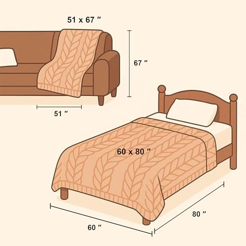 NTBAY Cotton Cable Knit Throw Blanket, 51 x 67, Light Grey - color: Light Grey, size: Throw(51"x67")