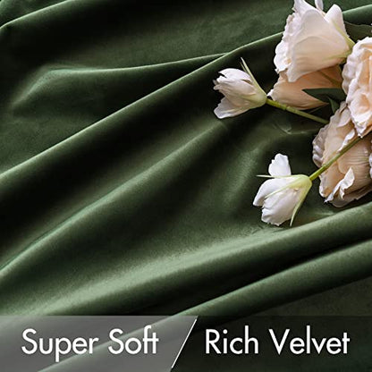 MIULEE Velvet Curtains 52x108 inches 2 Panels Olive Green Blackout Curtains - color: Olive Green, size: 52"W x 108"L (Pack of 2)