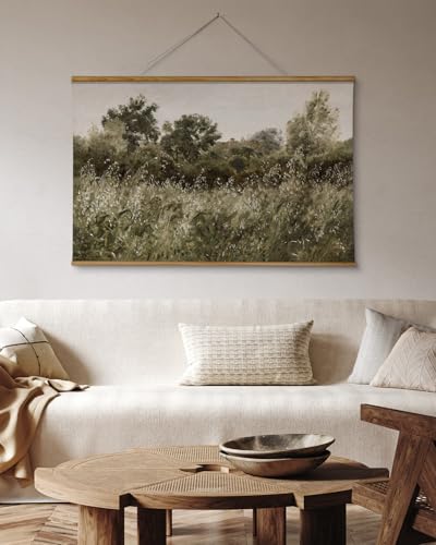 ARPEOTCY Extra Large Framed Wall Art, Retro Meadow Landscape Print,36x54In - color: Tall Grass
