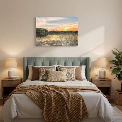 Inparadiso Lake Canvas Wall Art Picture, Nature Sunset Print, 36x24 Inch - color: Nature 04, size: 36"L x 24"W