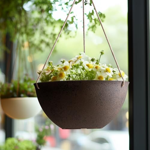 LA JOLIE MUSE Hanging Planter Baskets for Outdoor Plants, Set of 2, 13 Inch - color: New Iron Color