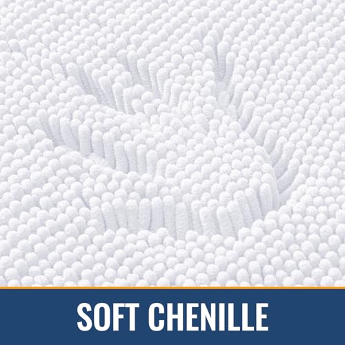 Arotive Bathroom Rugs 70x24, Soft Absorbent Shaggy Chenille Bath Rugs - color: White, size: 70" X 24"