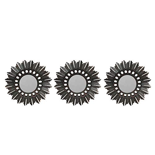 Northlight Set of 3 Floral Sunburst Brushed Bronze Round Wall Mirrors 9.5"