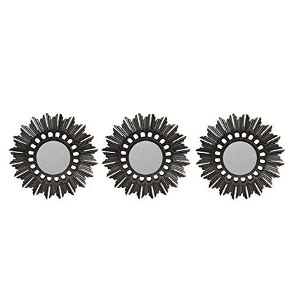Northlight Set of 3 Floral Sunburst Brushed Bronze Round Wall Mirrors 9.5"