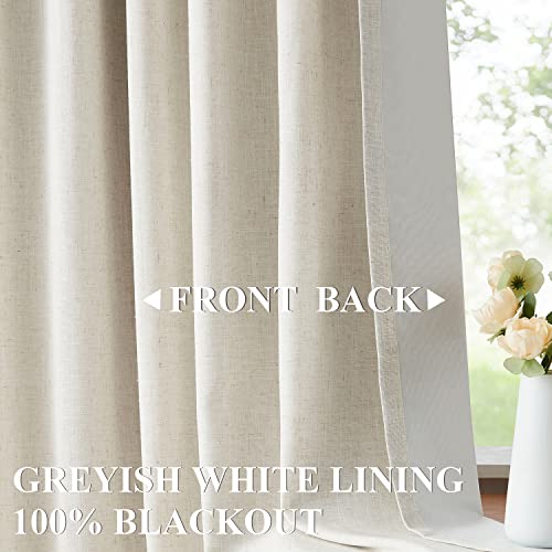 Vision Home Natural Pinch Pleated Full Blackout Curtains Linen Blended Room Darkening Window Curtains 90 inch for Living Room Bedroom Thermal Insulated Pinch Pleat Drapes with Hooks 2 Panel 40"Wx90"L - color: Natural, size: 40"W x 90"L (Pack of 2)