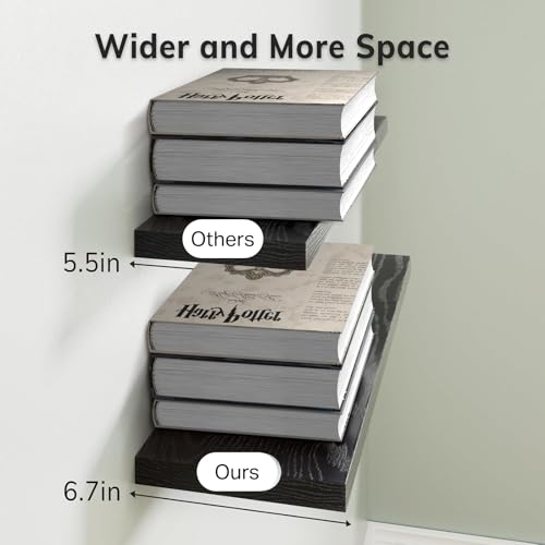 BAYKA Black Floating Shelves 15.7in, Set of 3, Wall Mount Rustic Wood Shelf - color: A. Black - Universal Classic Style, size: 15.7inches