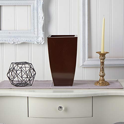 Nearly Natural 13in. Tapered Square Metal Planter - color: Bronze, size: 13"H x 7.5"W x 7.5"D