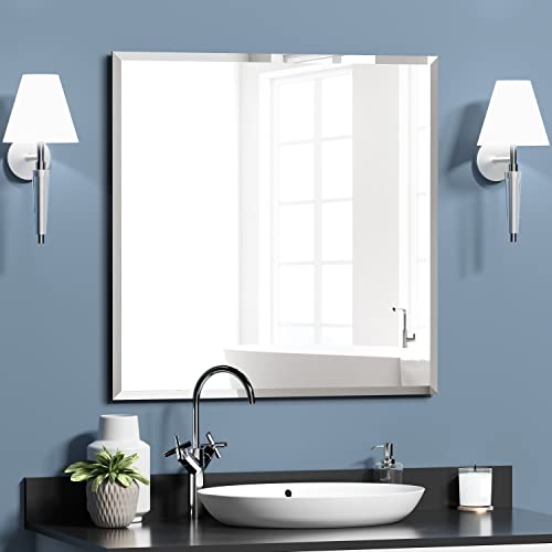 KOHROS 24x24 Frameless Square Bathroom Mirror - color: Rectangular, size: 24"L x 24"W