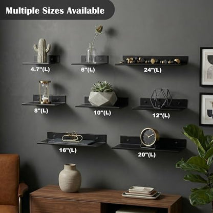 Z metnal Small Floating Shelves, Mini Metal Shelf for Collection Action Figures, Aluminum, Wall Mounted, Matt Black, 4.7 inch, 1 Pack - color: Black, size: 4.7 inch