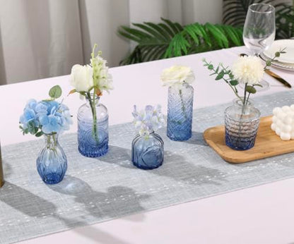 5pcs Blue Glass Bud Vase Set, Small Flower Vases for Centerpieces - color: Blue, size: 5pcs