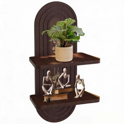 22x11.8Inch Boho Wall Decor, Mid Century Modern Wood Wall Shelf, Dark Brown - color: Dark Brown